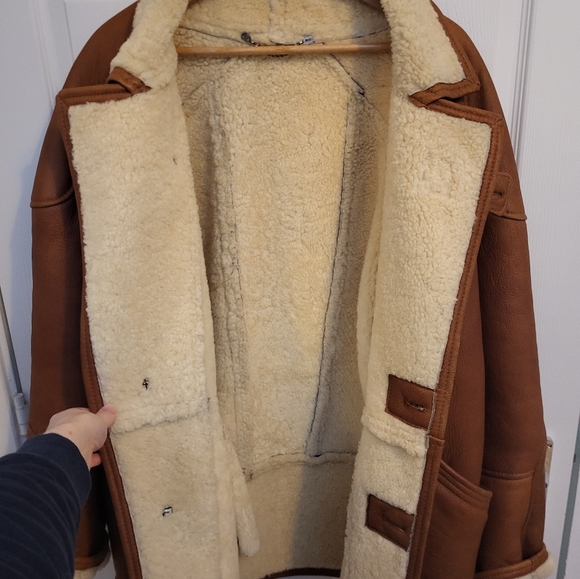 SOLD 🌟Host Pick🌟 Vintage Men's Shearling Brown Leather Jacket XL - Picture 2 of 10